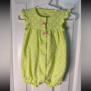 Carter's Green Polka Dot Flutter Sleeve bubble